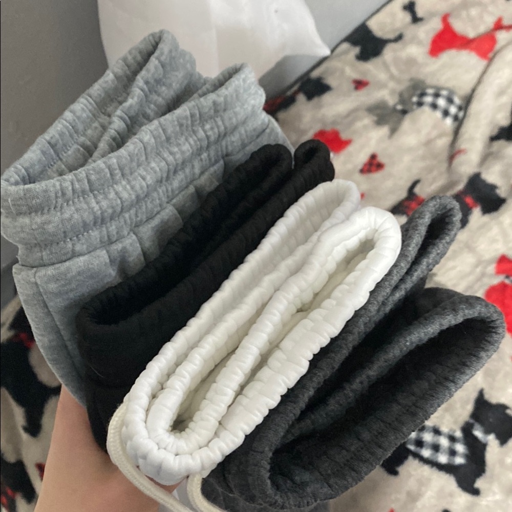 Set of Gray, Black, and White wide leg sweats 4 pack